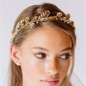NEW Untamed Petals Rosalynn Golden Floral Wedding Halo